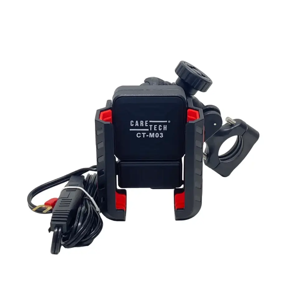 CARETECH CT-M03 Telefon Tutucu Hızlı Şarj Gidon Ayna Montajlı Motosiklet TYPE-C Üniversal