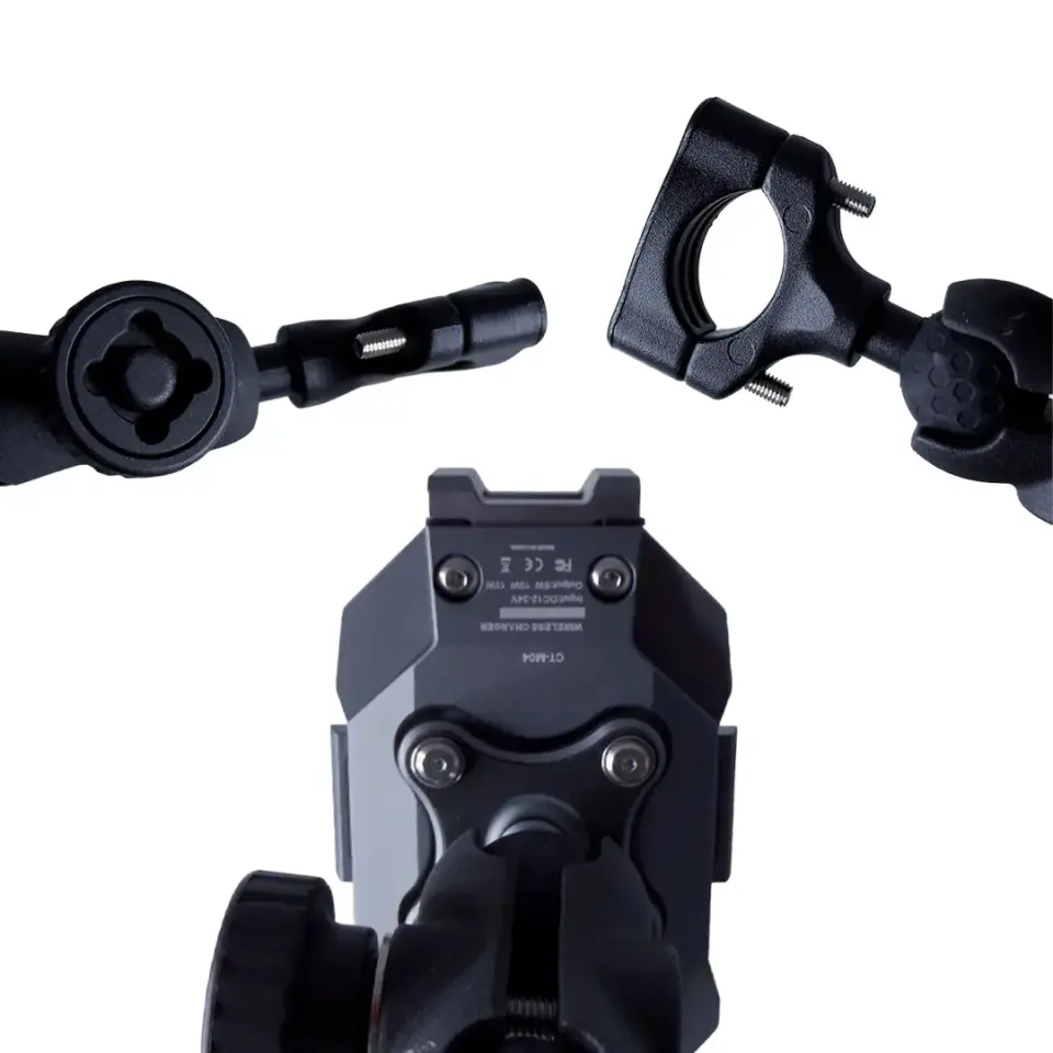 CARETECH CT-M04 Telefon Tutucu Titreşim Önleyici Modül Şarjlı Gidon Ayna Montaj Motosiklet Üniversal