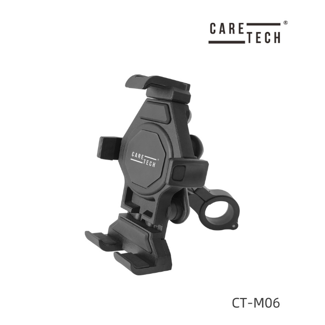 CARETECH CT-M06 Telefon Tutucu Titreşim Önleyici Aliminyum Motosiklet Gidon Ayna Montajlı Siyah Su Geçirmez