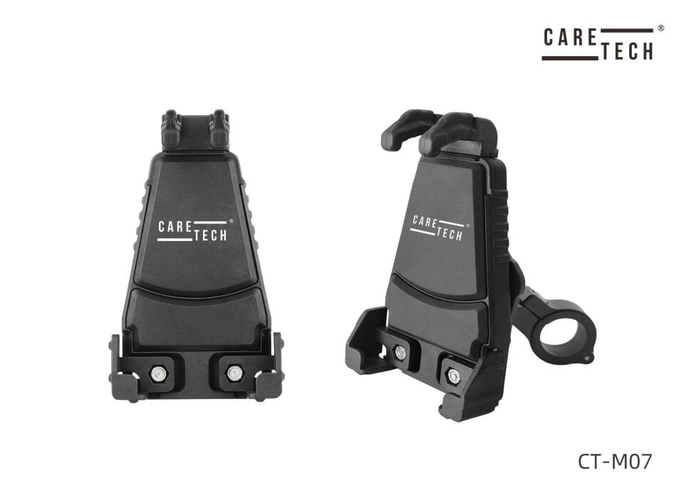CARETECH CT-M07 Telefon Tutucu Titreşim Önleyici Motosiklet Gidon Ayna Montajlı Siyah Su Geçirmez