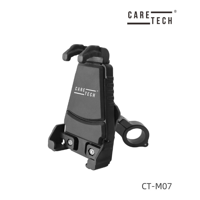CARETECH CT-M07 Telefon Tutucu Titreşim Önleyici Motosiklet Gidon Ayna Montajlı Siyah Su Geçirmez