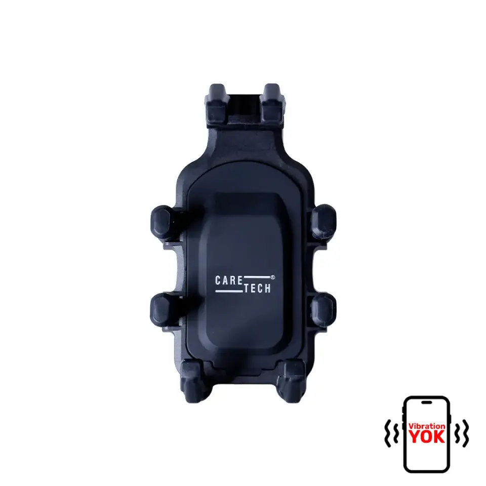 CARETECH CT-M10 Telefon Tutucu Titreşim Önleyici Motosiklet Gidon Ayna Montajlı 8 Pençeli Sabitleme Siyah