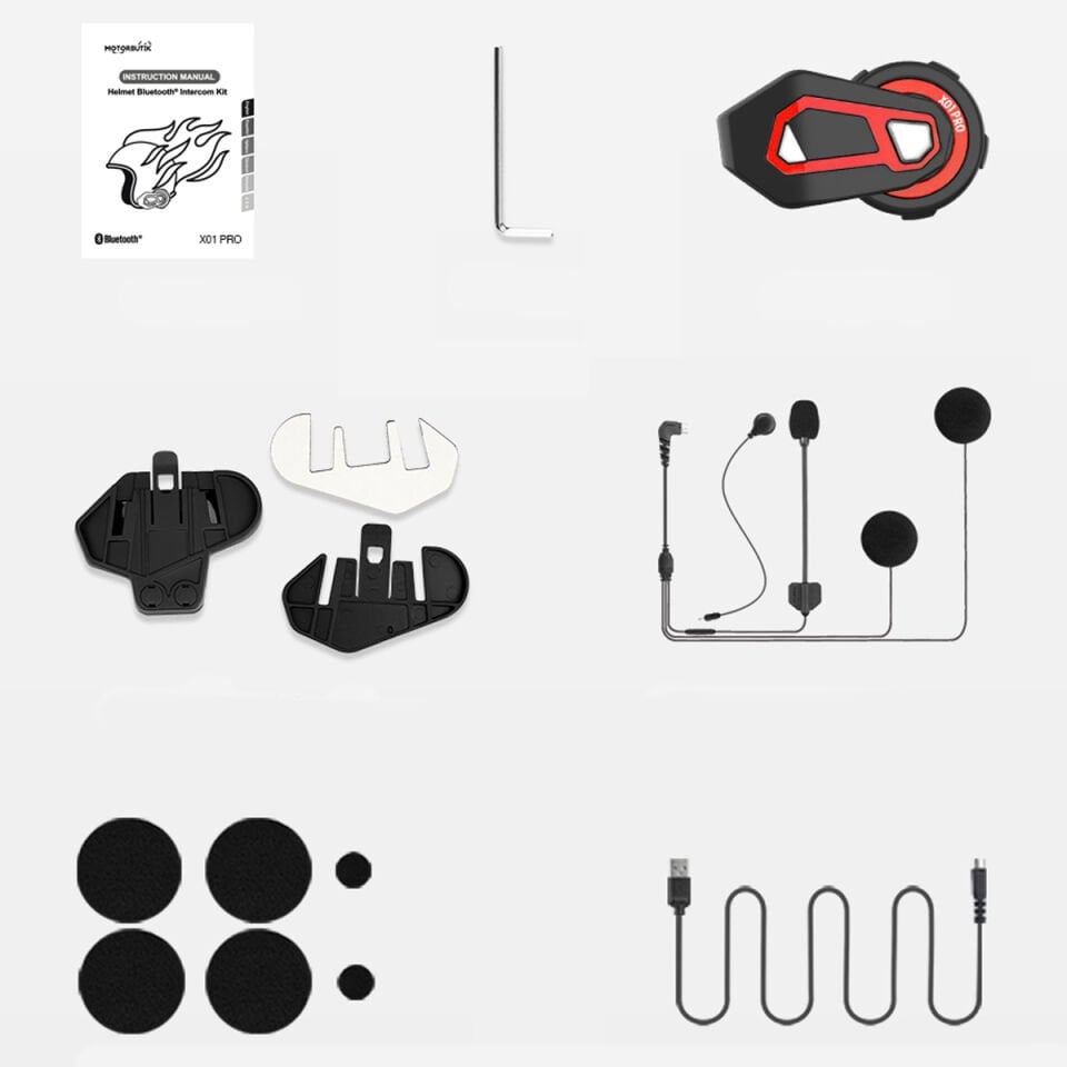 DuoLink X01 Pro İnterkom Bluetooth 6 Kişi Grup Motosiklet Kulaklık Müzik Paylaşımı Kask Intercom Sesli Yanıt