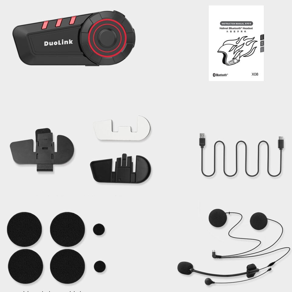 DuoLink X08 İnterkom Bluetooth Motosiklet Kulaklık Kask Intercom Akıllı Telefon Destekli Sesli Yanıt