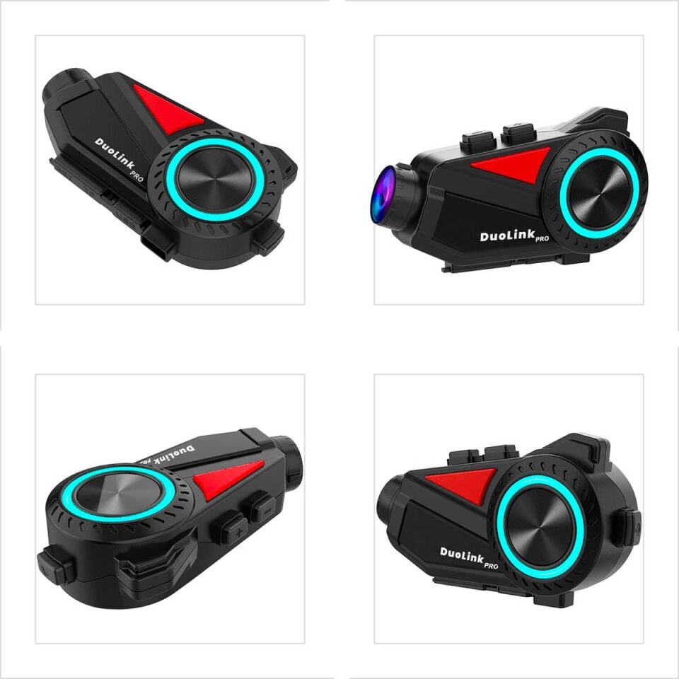 DuoLink X74 Pro İnterkom Motosiklet Kameralı 360° Modül 6 Kişi Bluetooth Kask Intercom Video Kayıt Kulaklık