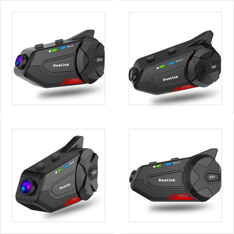 DuoLink X97 Pro İnterkom Motosiklet Kameralı 6 Kişi Grup Bluetooth Kask Intercom Video Kayıt Kulaklık
