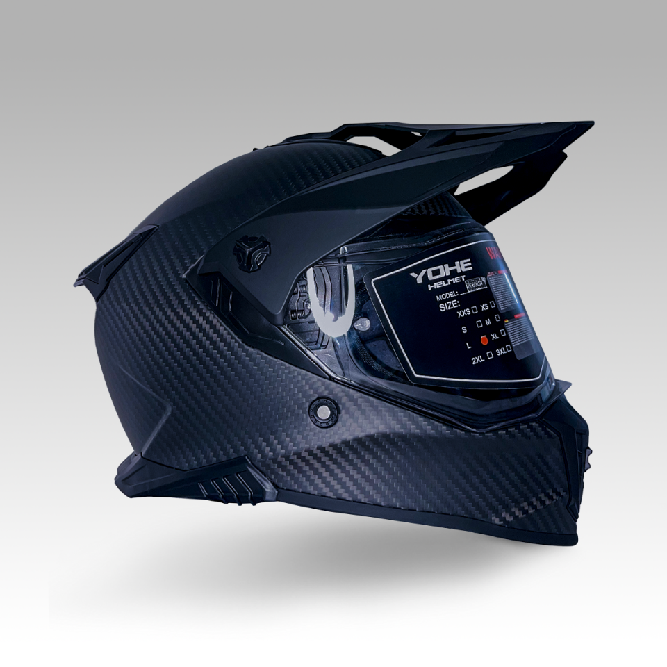 YOHE FG601 Kask Karbon Full Face Motosiklet Mat Siyah Çift Vizör UV Bluetooth Yuvalı ECE 22.06 MIPS