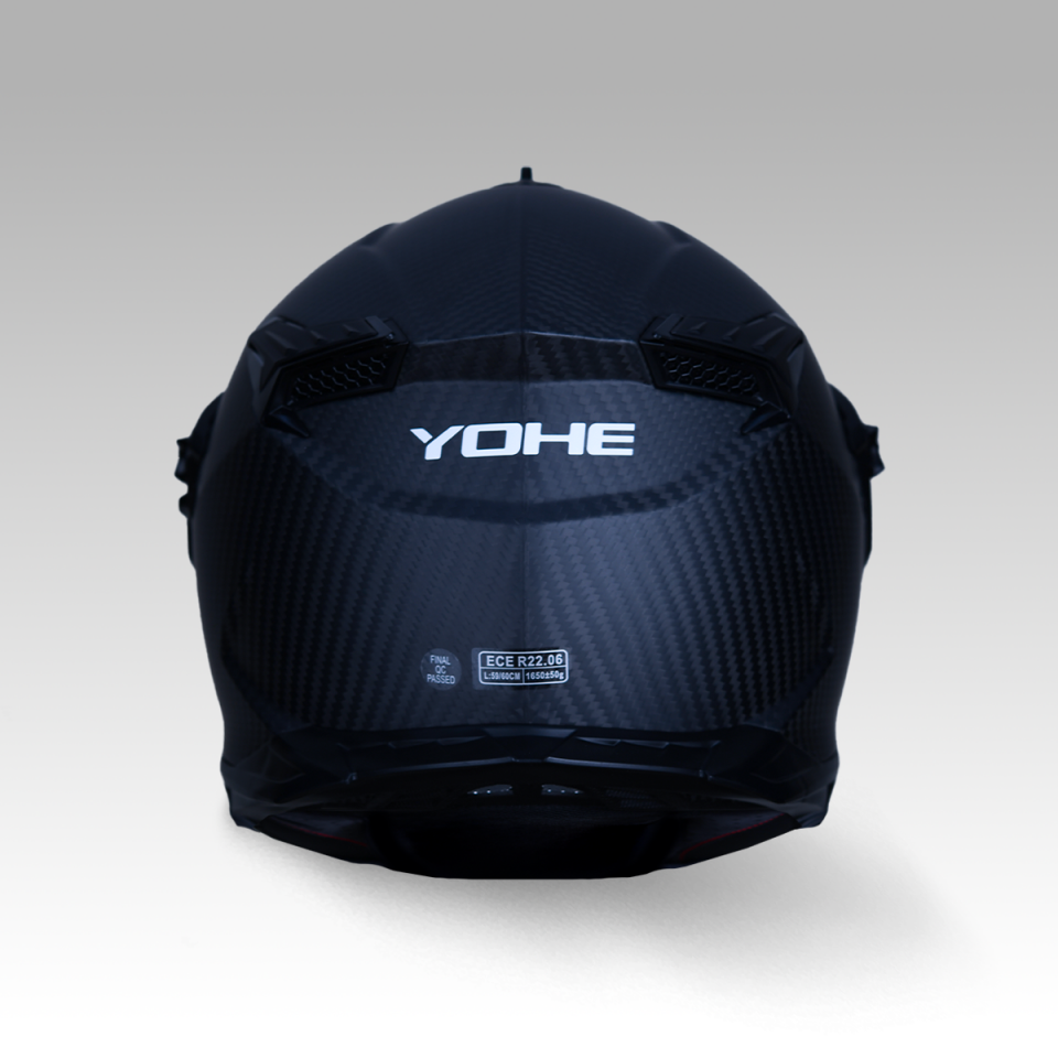 YOHE FG601 Kask Karbon Full Face Motosiklet Mat Siyah Çift Vizör UV Bluetooth Yuvalı ECE 22.06 MIPS
