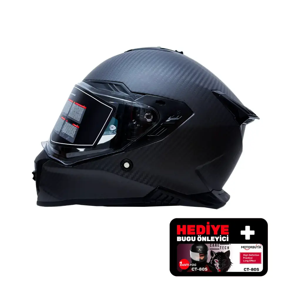 YOHE FG601 Kask Karbon Full Face Motosiklet Mat Siyah Çift Vizör UV Bluetooth Yuvalı ECE 22.06 MIPS