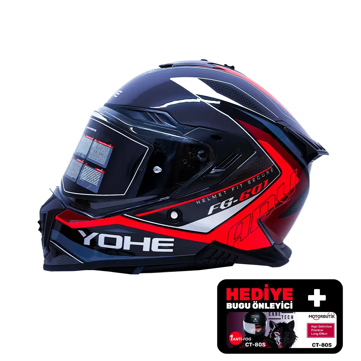 YOHE FG601 Kask Full Face Motosiklet Neon Turuncu Parlak Çift Vizör Bluetooth Yuvalı ECE 22.06 MIPS