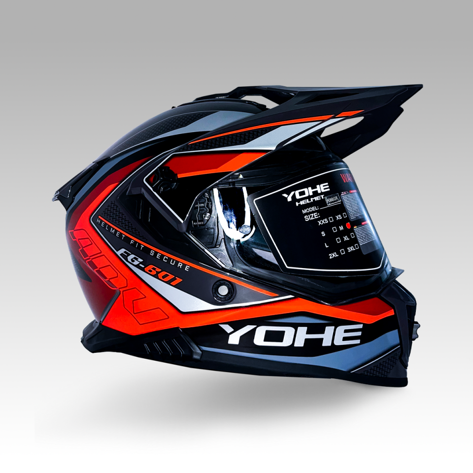 YOHE FG601 Kask Full Face Motosiklet Neon Turuncu Parlak Çift Vizör Bluetooth Yuvalı ECE 22.06 MIPS
