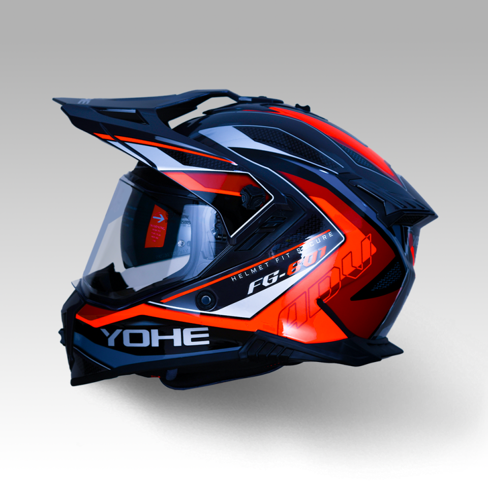 YOHE FG601 Kask Full Face Motosiklet Neon Turuncu Parlak Çift Vizör Bluetooth Yuvalı ECE 22.06 MIPS