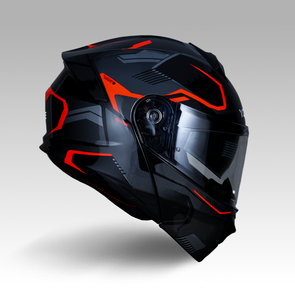 YOHE 935SV Kask Çene Açılır Motosiklet Parlak Turuncu Çift Vizör UV Bluetooth Yuvalı ECE 22.06 MIPS