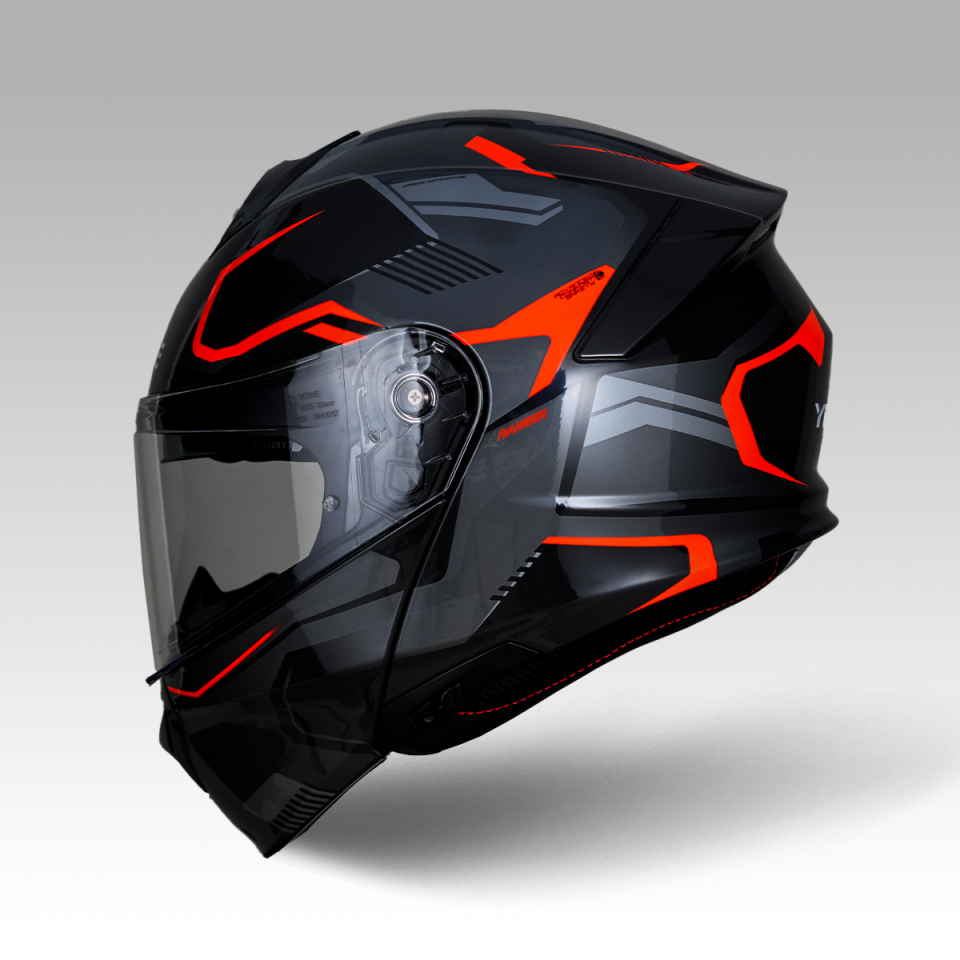 YOHE 935SV Kask Çene Açılır Motosiklet Parlak Turuncu Çift Vizör UV Bluetooth Yuvalı ECE 22.06 MIPS