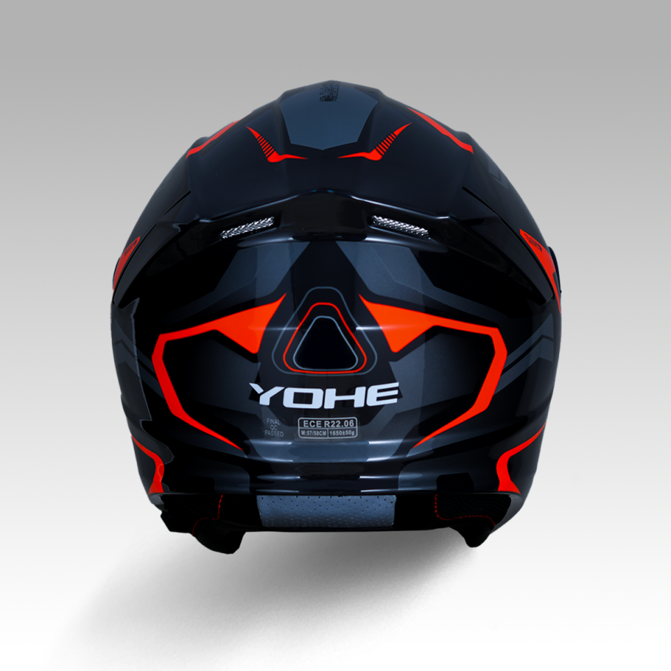 YOHE 935SV Kask Çene Açılır Motosiklet Parlak Turuncu Çift Vizör UV Bluetooth Yuvalı ECE 22.06 MIPS