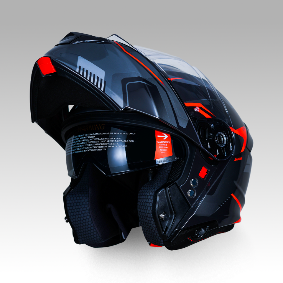 YOHE 935SV Kask Çene Açılır Motosiklet Parlak Turuncu Çift Vizör UV Bluetooth Yuvalı ECE 22.06 MIPS