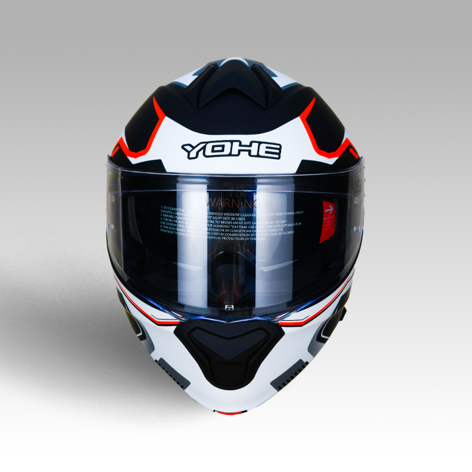 YOHE 935SV Kask Çene Açılır Motosiklet Mat Siyah Beyaz Çift Vizör UV Bluetooth Yuvalı ECE 22.06 MIPS