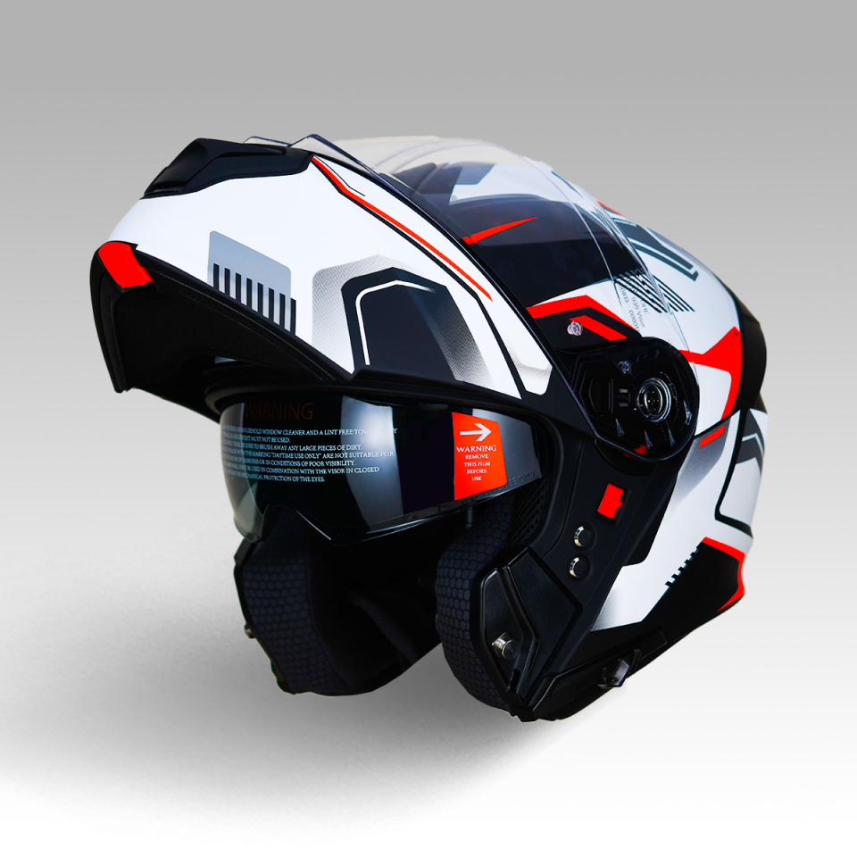 YOHE 935SV Kask Çene Açılır Motosiklet Mat Siyah Beyaz Çift Vizör UV Bluetooth Yuvalı ECE 22.06 MIPS