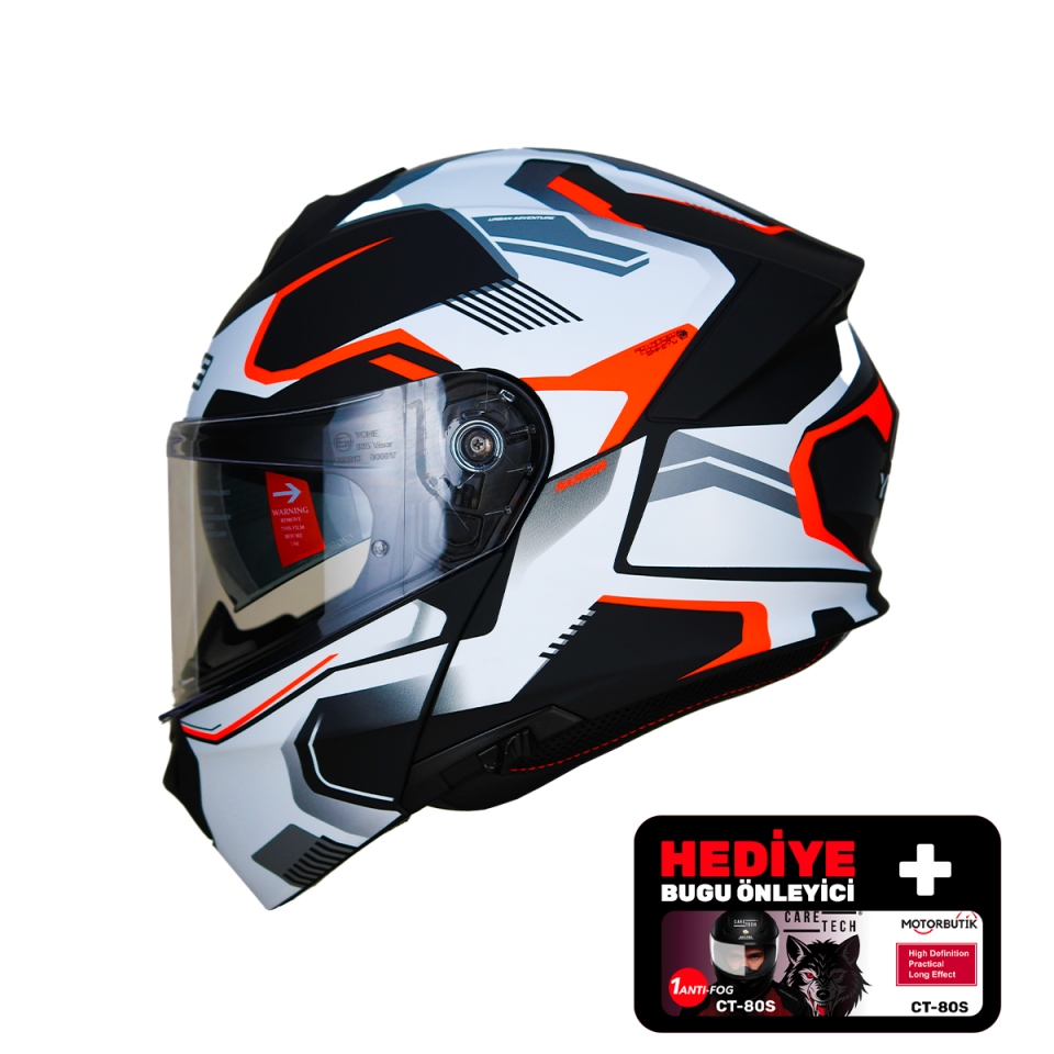 YOHE 935SV Kask Çene Açılır Motosiklet Mat Siyah Beyaz Çift Vizör UV Bluetooth Yuvalı ECE 22.06 MIPS
