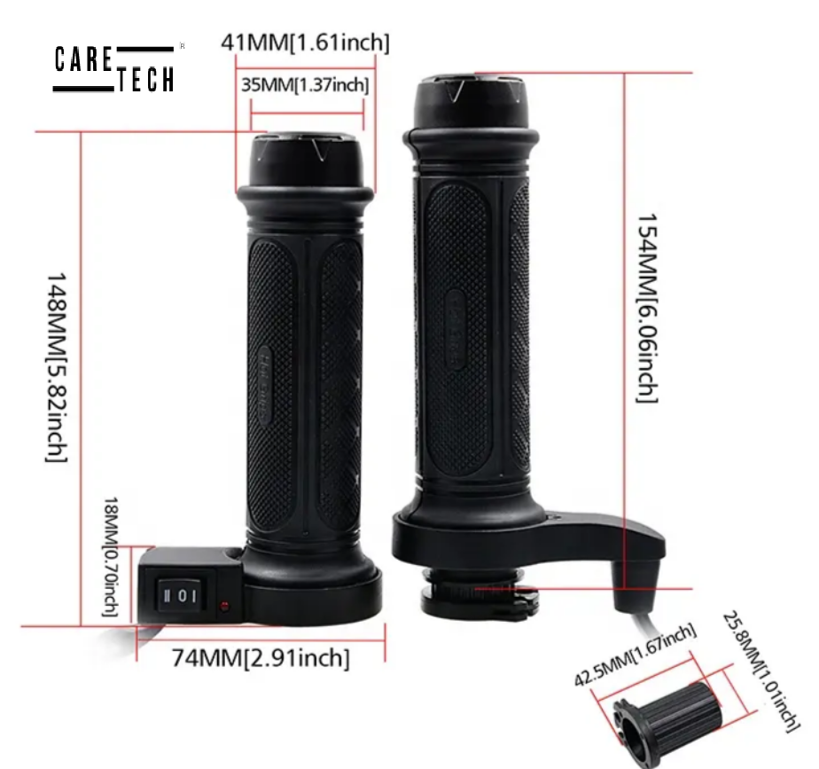 CARETECH CT-E392 Elcik Isıtma Motosiklet 2 Kademeli Isıtma Geçmeli Takım Motosiklet Gidon Evrensel