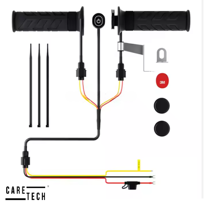 CARETECH CT-E1956 Elcik Isıtma Motosikelt 5 Kademeli Isıtmalı Geçmeli Takım Motosiklet Gidon Evrensel