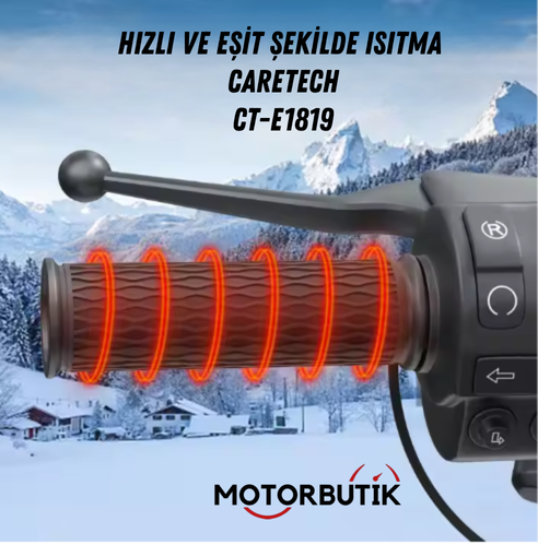 CARETECH CT-E1819 Elcik Isıtma Motosiklet 5 Kademeli Isıtmalı Geçmeli Takım Motosiklet  Gidon Evrensel