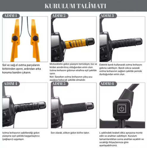 CARETECH CT-E1819 Elcik Isıtma Motosiklet 5 Kademeli Isıtmalı Geçmeli Takım Motosiklet  Gidon Evrensel