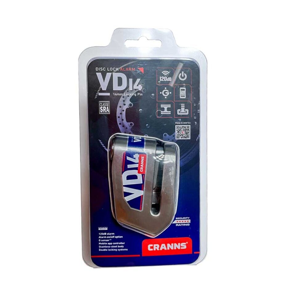 CRANNS VD14 Alarmlı Disk Kilidi Bluetooth App Kontrollü 304 Paslanmaz SRA Sertifikalı 14 mm Karbür PİM