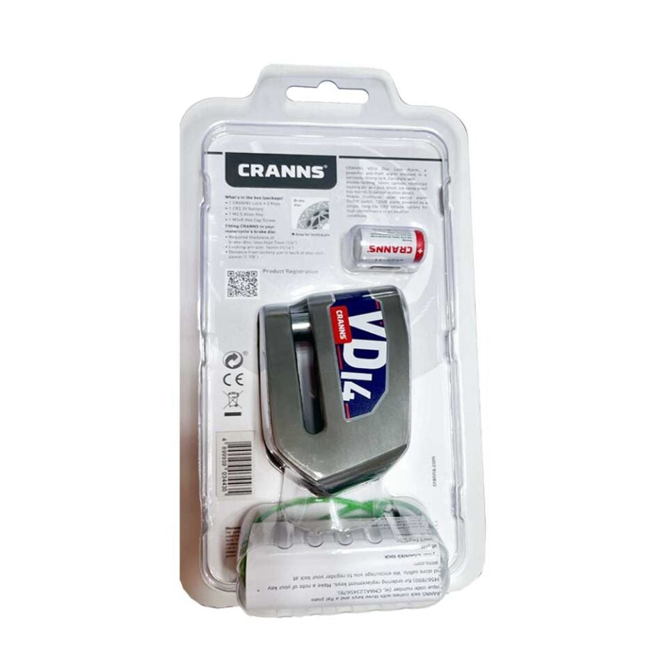 CRANNS VD14 ALARMLI MOTOSİKLET DİSK KİLİDİ BLUETOOTHLU VE HATIRLATMA KABLO HEDİYELİ
