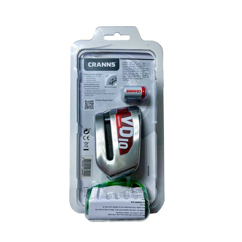 CRANNS VD10 Alarmlı Disk Kilidi Bluetooth App Kontrollü 304 Paslanmaz SRA Sertifikalı 10 mm Karbür PİM