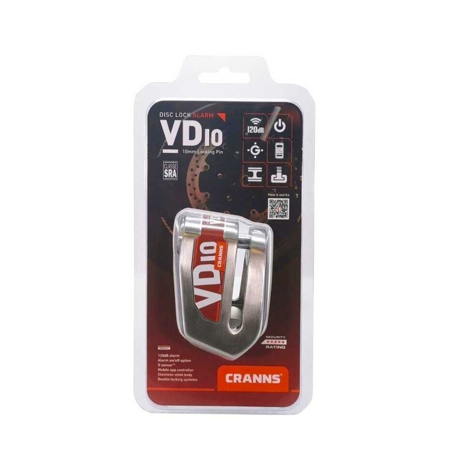 CRANNS VD10 Alarmlı Disk Kilidi Bluetooth App Kontrollü 304 Paslanmaz SRA Sertifikalı 10 mm Karbür PİM