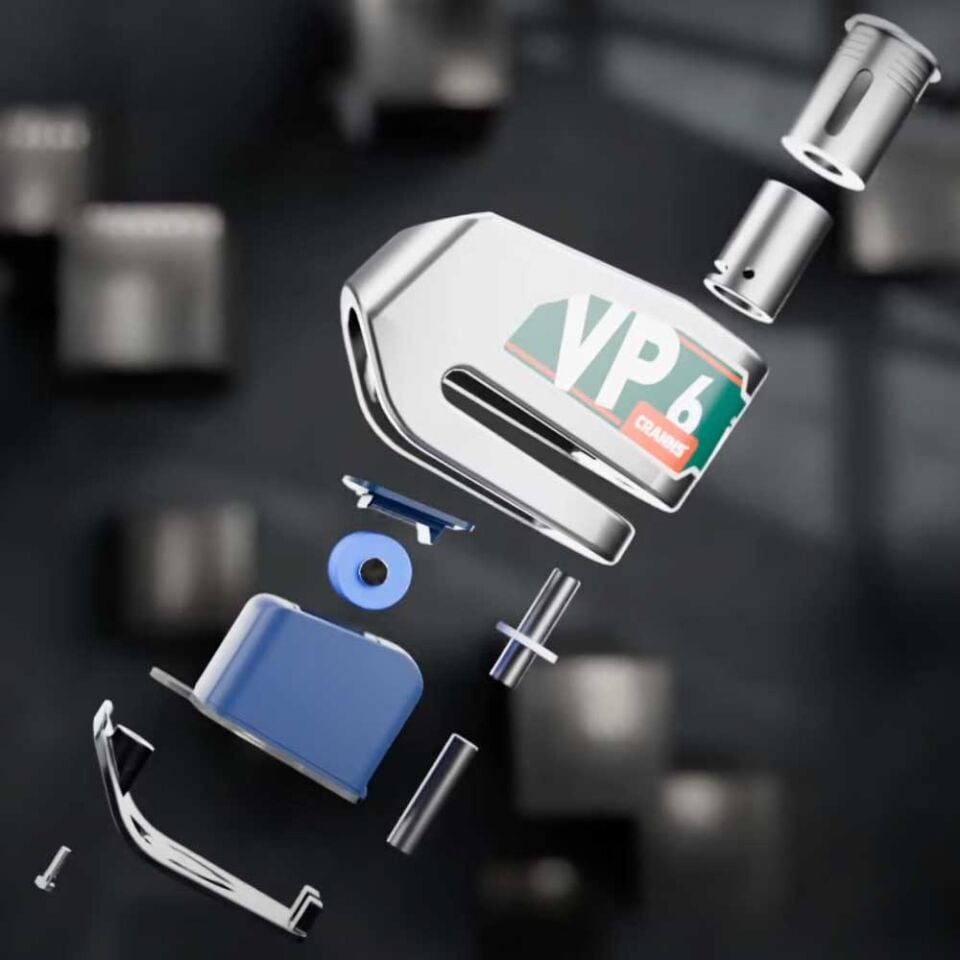 CRANNS VP6 Alarmlı Disk Kilidi Bluetooth App Kontrollü Motosiklet Bisiklet 304 Paslanmaz 6 mm Karbür PİM