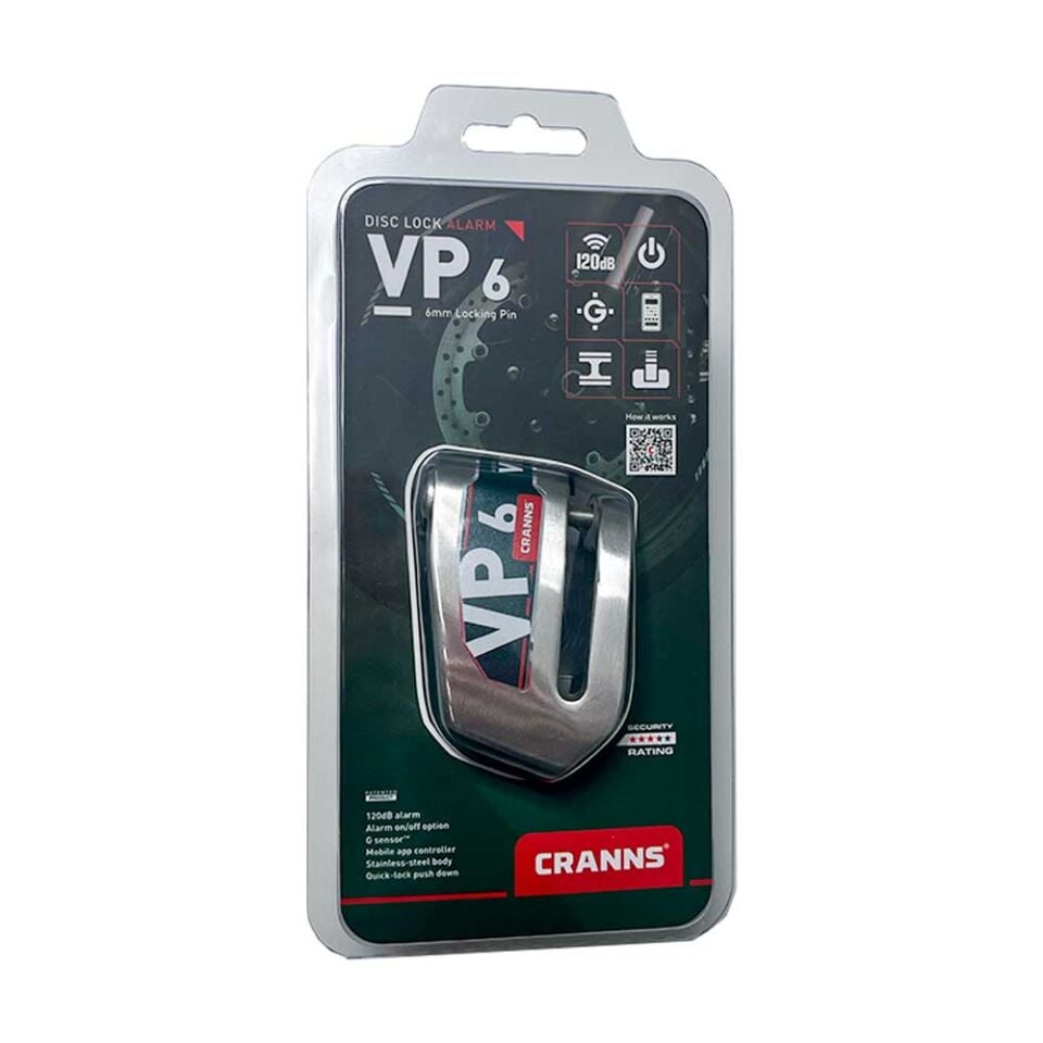 CRANNS VP6 Alarmlı Disk Kilidi Bluetooth App Kontrollü Motosiklet Bisiklet 304 Paslanmaz 6 mm Karbür PİM