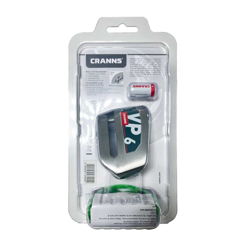 CRANNS VP6 Alarmlı Disk Kilidi Bluetooth App Kontrollü Motosiklet Bisiklet 304 Paslanmaz 6 mm Karbür PİM