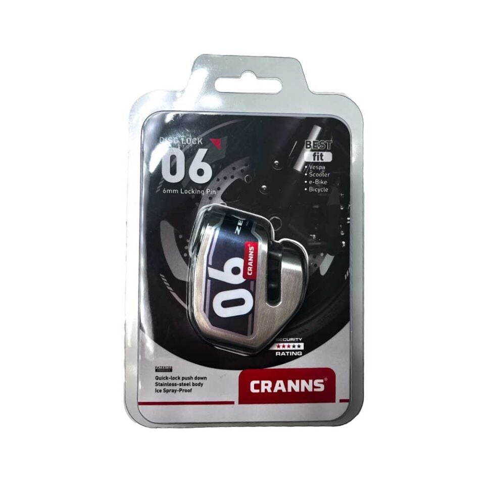 CRANNS ZERO6 Disk Kilidi Motosiklet Bisiklet Scooter 304 Paslanmaz Hatırlatma Kablolu 6mm Karbür PİM
