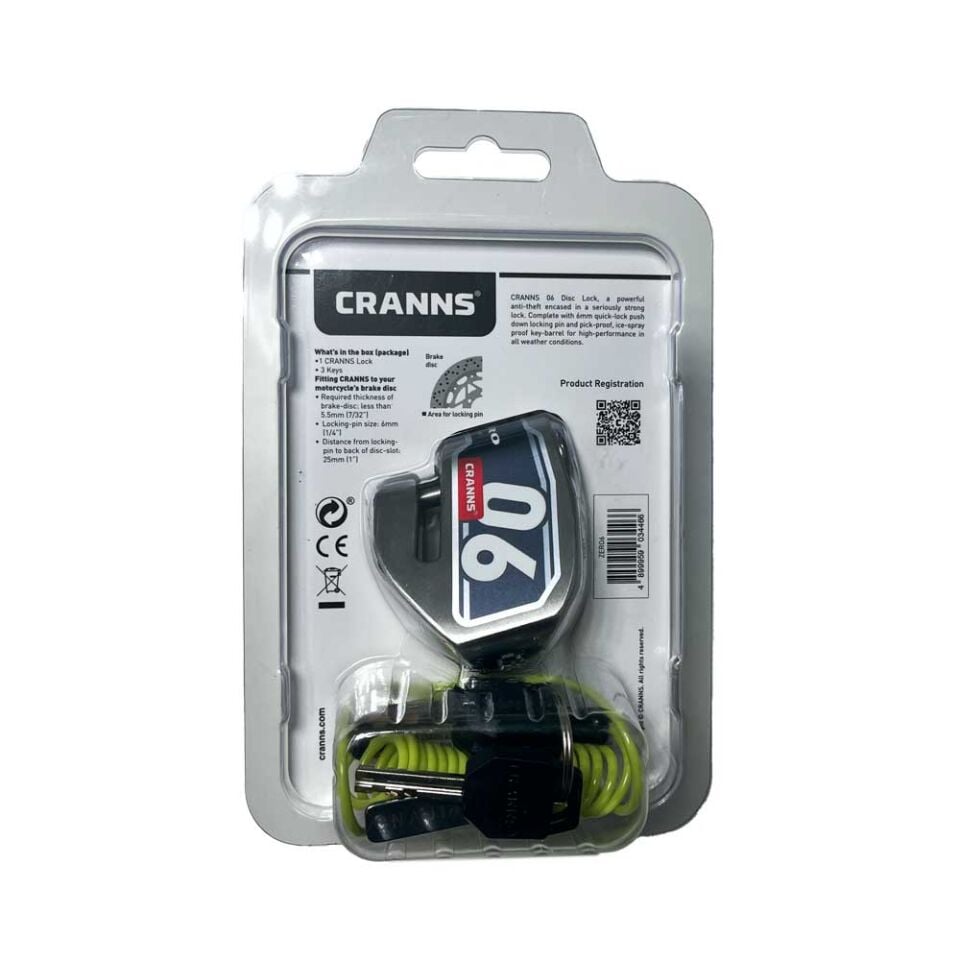 CRANNS ZERO6 Disk Kilidi Motosiklet Bisiklet Scooter 304 Paslanmaz Hatırlatma Kablolu 6mm Karbür PİM