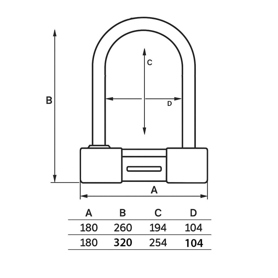 CARETECH CT-328 Disk Kilidi Motosiklet/Bisiklet 18mm Çelik Suya Dayanıklı 4 Anahtar U Bar Kilit 18x32cm