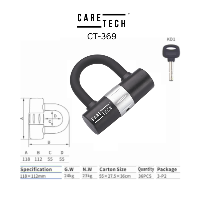 CARETECH CT-369 MOTOSİKLET VE BİSİKLET İÇİN DİSK KİLİDİ