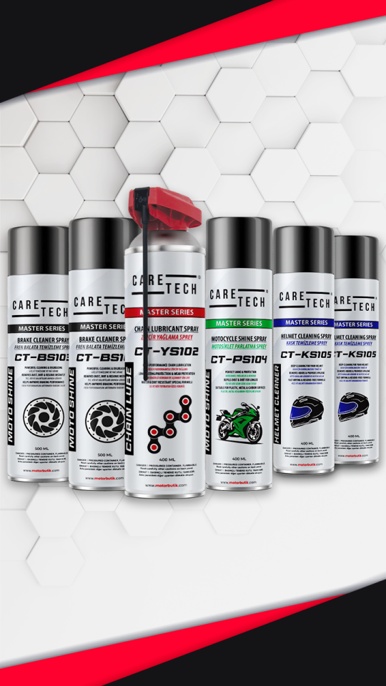 CARETECH MOTOSİKLET BAKIM VE TEMİZLİK SETİ - 6'LI SET