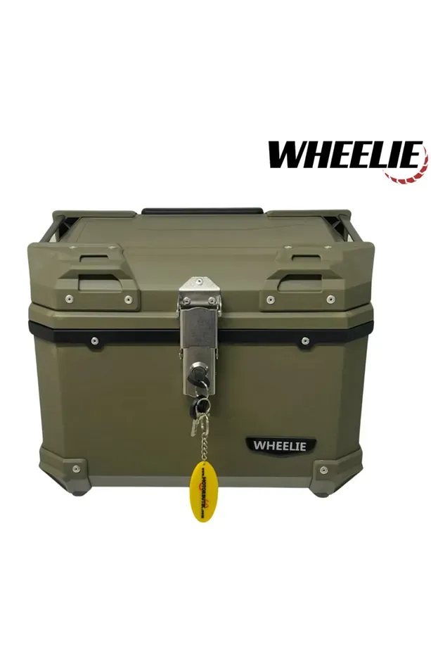 WHEELIE XT570P-AG 45 Litre Motosiklet Arka Çanta Haki Yeşil - Asker Yeşili Su Geçirmez ABS Bagaj Üniversal