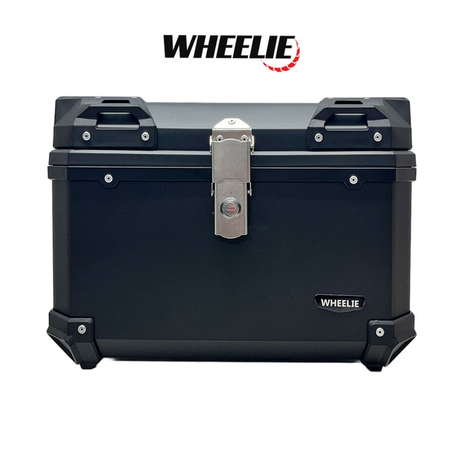 WHEELIE XT577-B 55 Litre Motosiklet Arka Çanta Siyah Su Geçirmez ABS Top Case Bagaj Üniversal