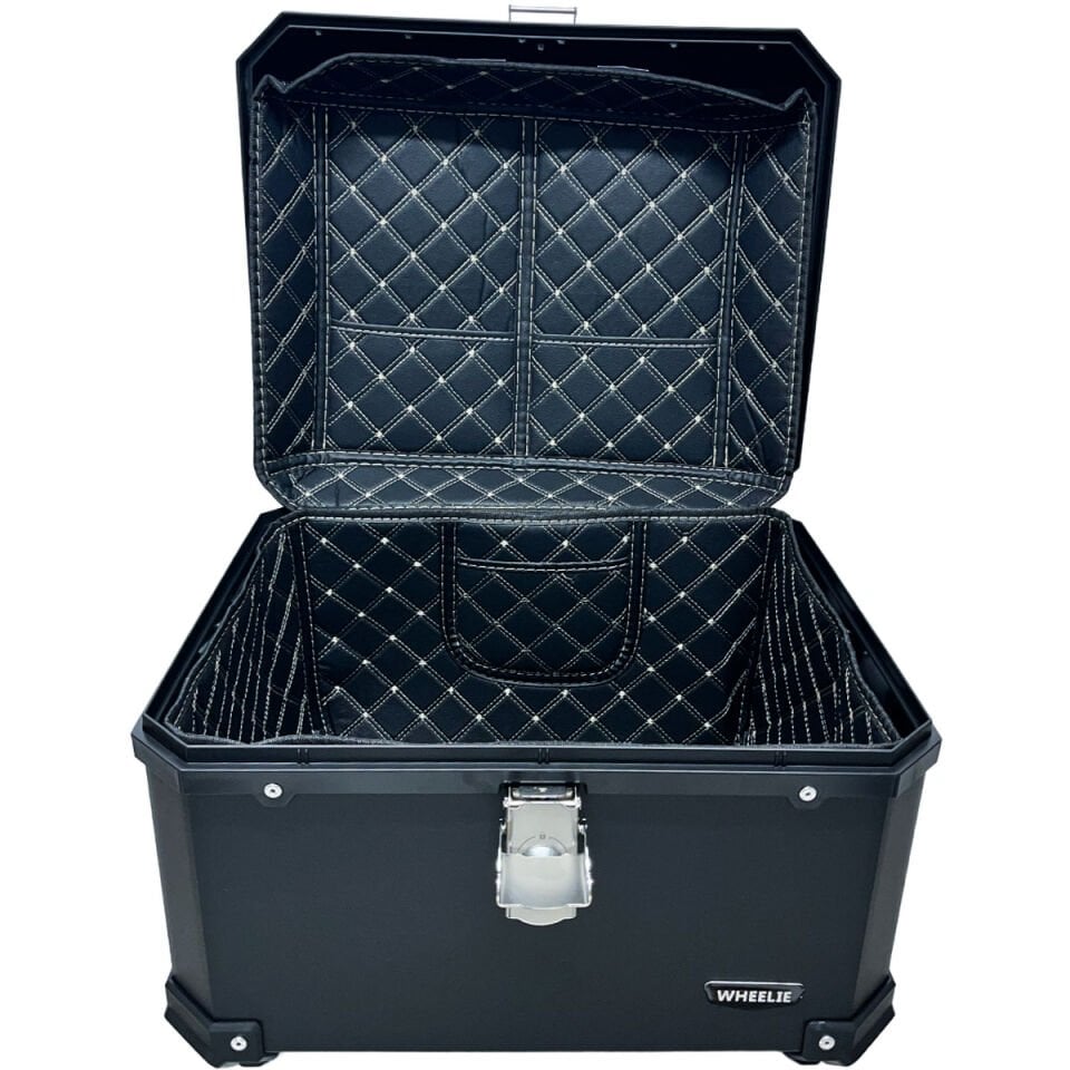 WHEELIE XT577-B 55 Litre Motosiklet Arka Çanta Siyah Su Geçirmez ABS Top Case Bagaj Üniversal