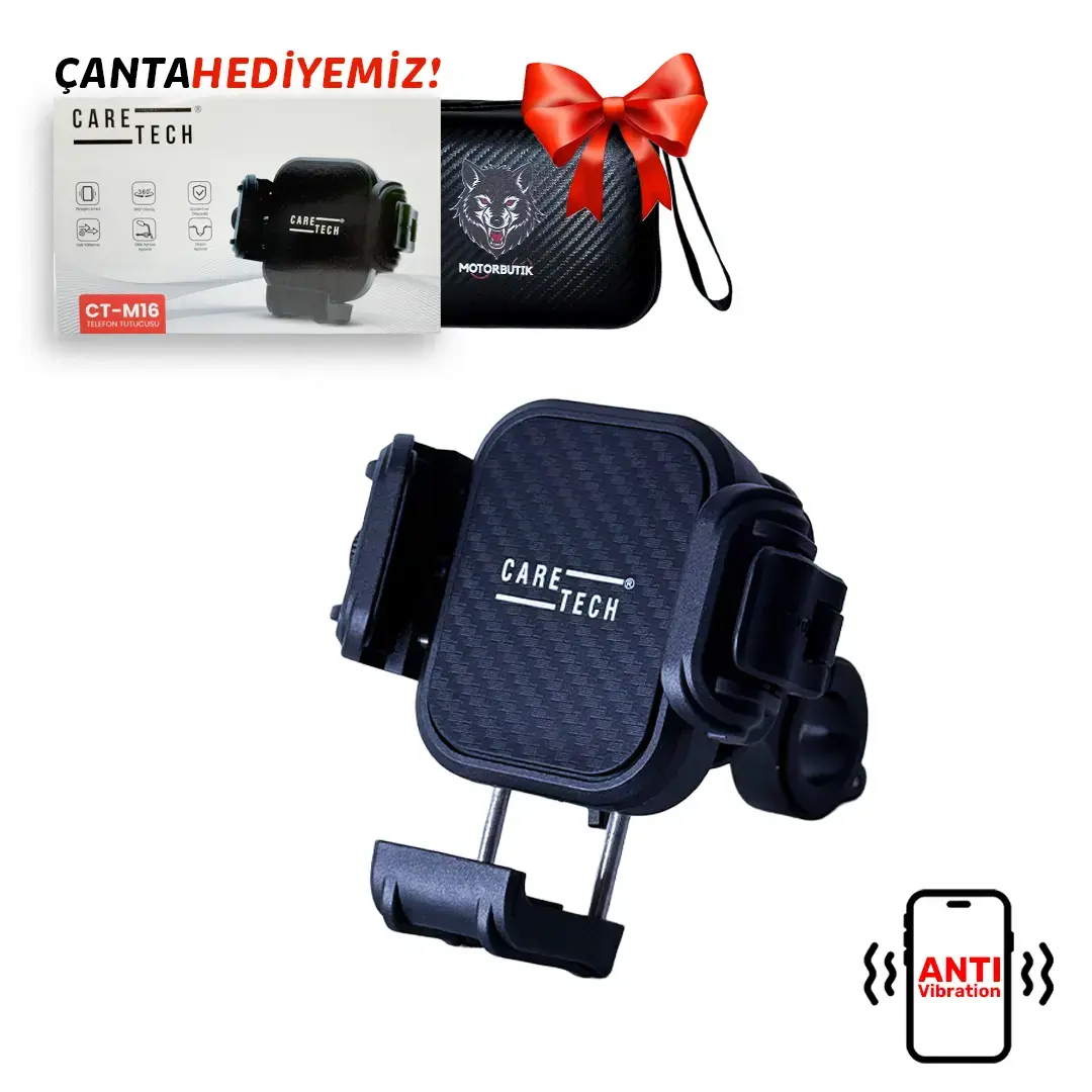 CT-M16 Telefon Tutucu Titreşim Önleyicili Motosiklet Gidon Montajlı Klipsli Su Geçirmez Üniversal