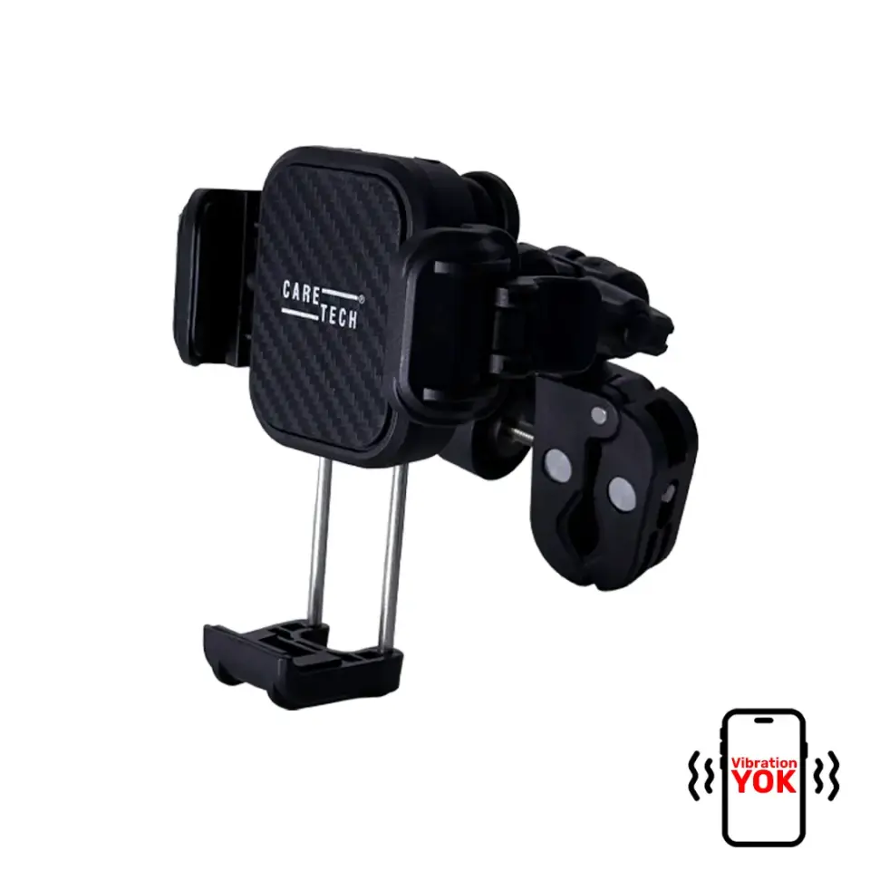 CARETECH CT-M19 Telefon Tutucu Titreşim Önleyicili Motosiklet Gidon Ayna Montajlı Klipsli Su Geçirmez