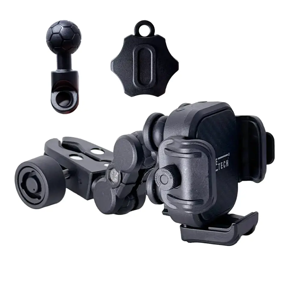 CARETECH CT-M19 Telefon Tutucu Titreşim Önleyicili Motosiklet Gidon Ayna Montajlı Klipsli Su Geçirmez