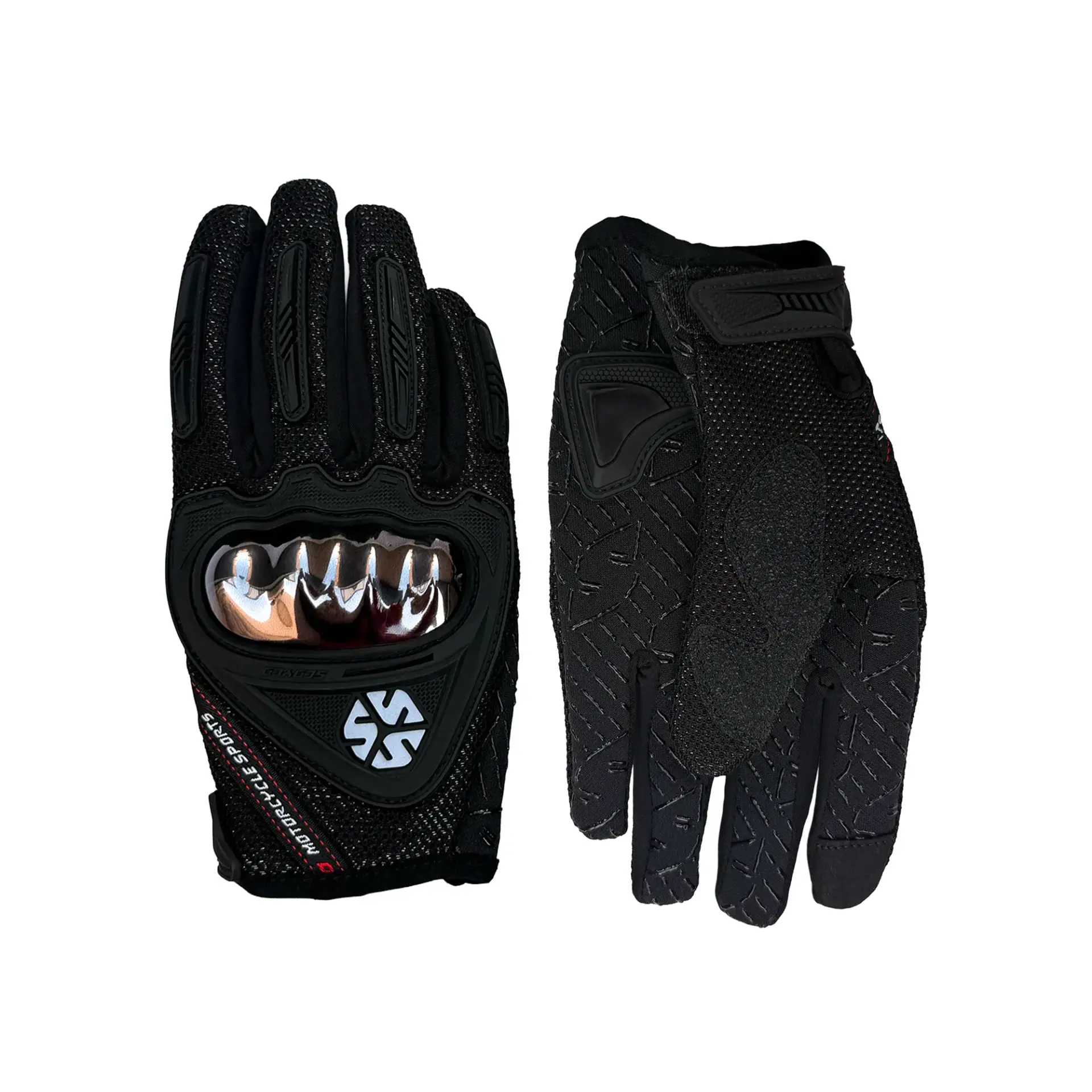 Scoyco 44-W Motor Eldiveni – Dokunmatik, Korumalı, Kaymaz Avuç, YAZLIK, SİYAH(M)