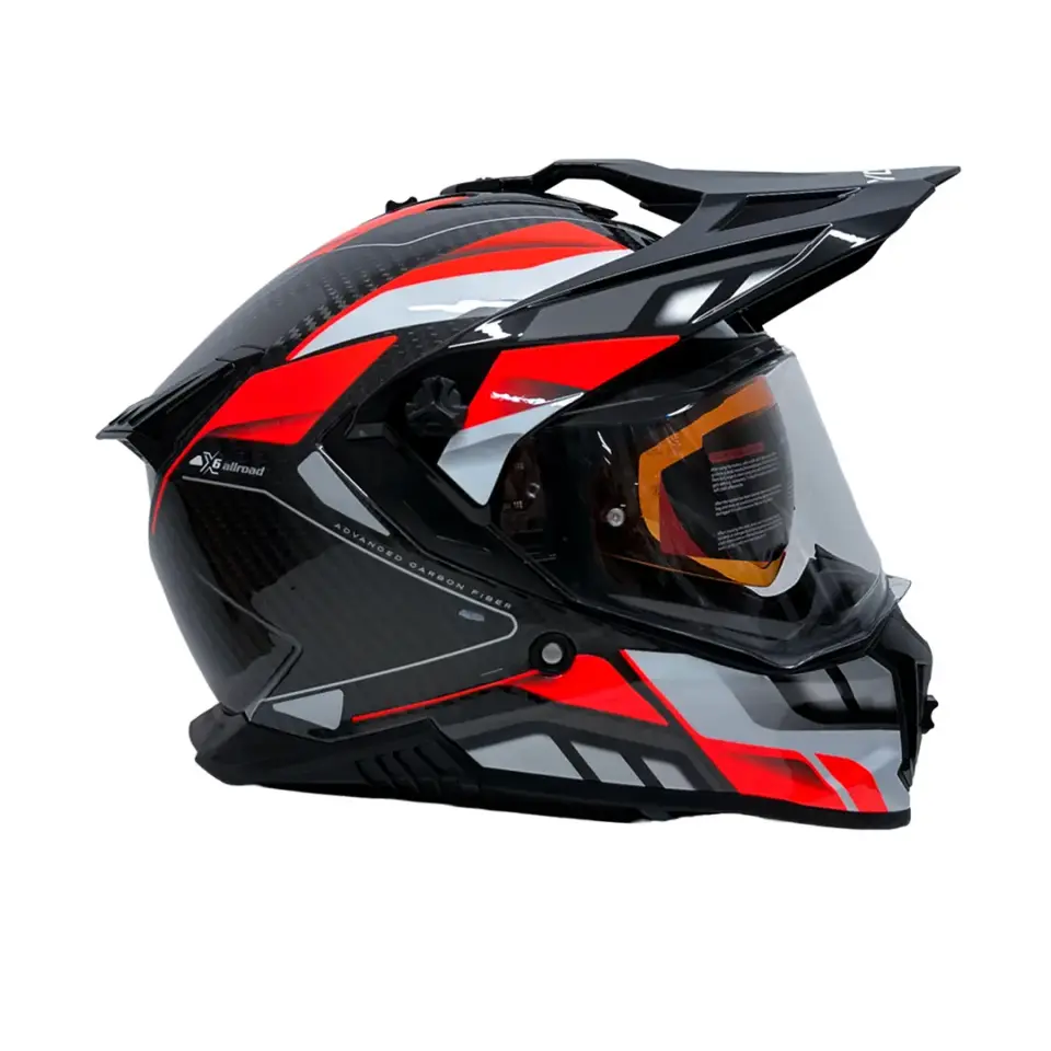 YOHE FG601 Kask Karbon Full Face Motosiklet Parlak Neon Kırmızı Siyah Çift Vizör UV Bluetooth Yuvalı ECE 22.06 MIPS