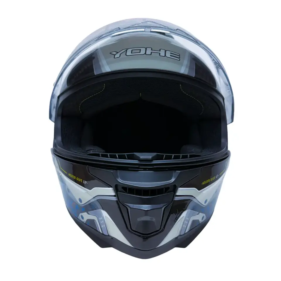 YOHE FF987 Kask Full Face Motosiklet Gri Siyah Parlak Tek Vizor Bluetooht Yuvalı ECE 22.06 MIPS