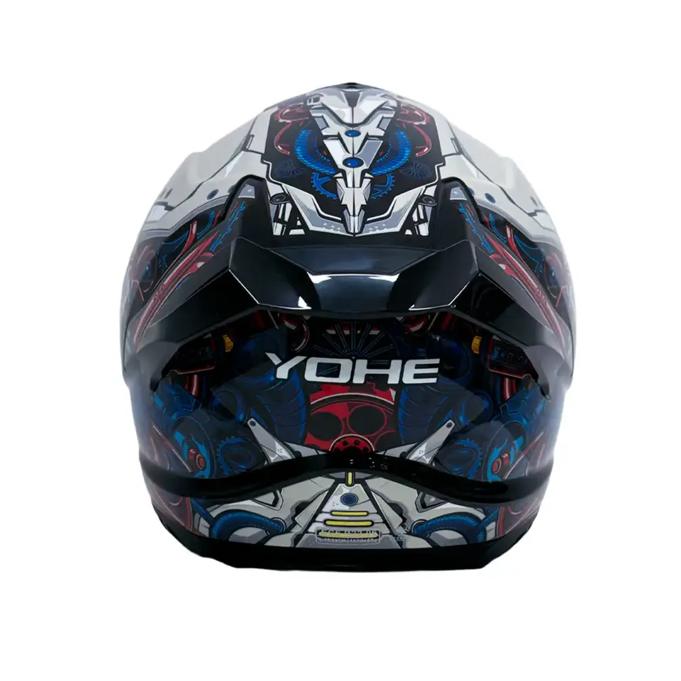 YOHE FF987 Kask Full Face Motosiklet Gri Siyah Parlak Tek Vizor Bluetooht Yuvalı ECE 22.06 MIPS