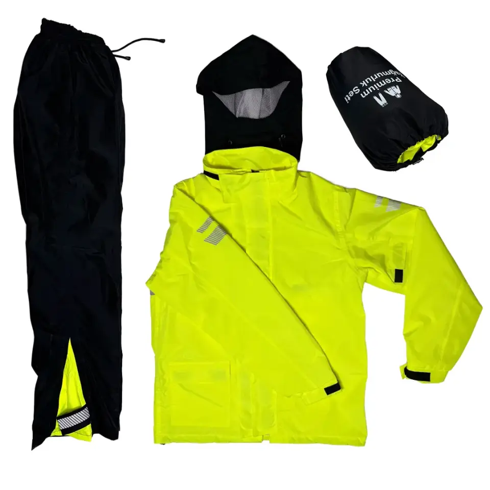 CT-NEONPRO  Motosiklet  Yağmurluk Astarlı Kapüşonlu Reflektörlü Çantalı Su Rüzgar Geçirmez